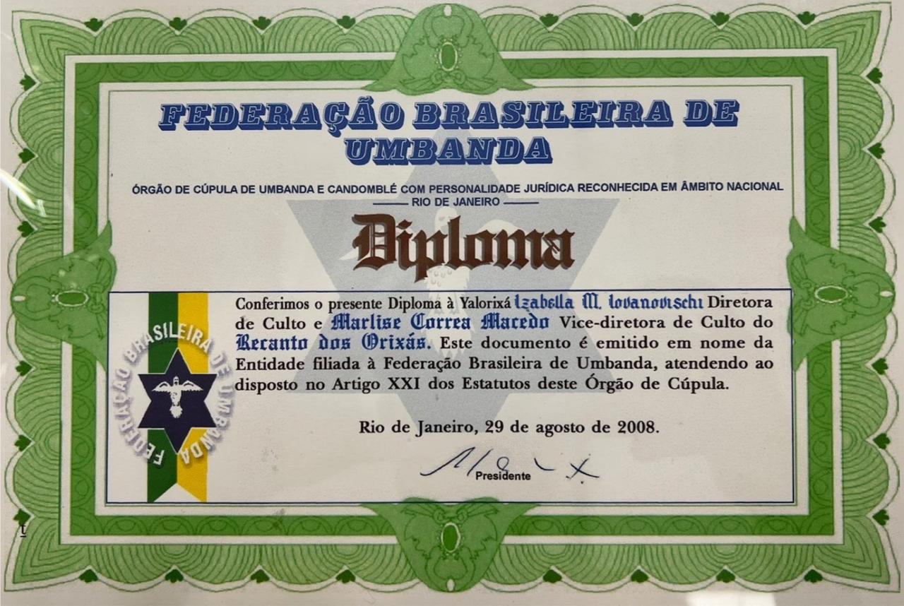 Diploma Federação Brasileira de Umbanda